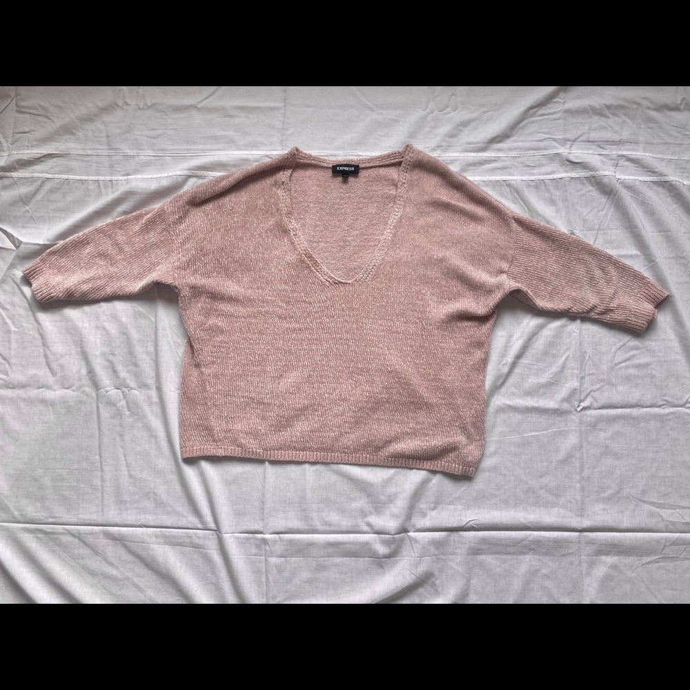 Express, size L, soft fuzzy light pink sweater